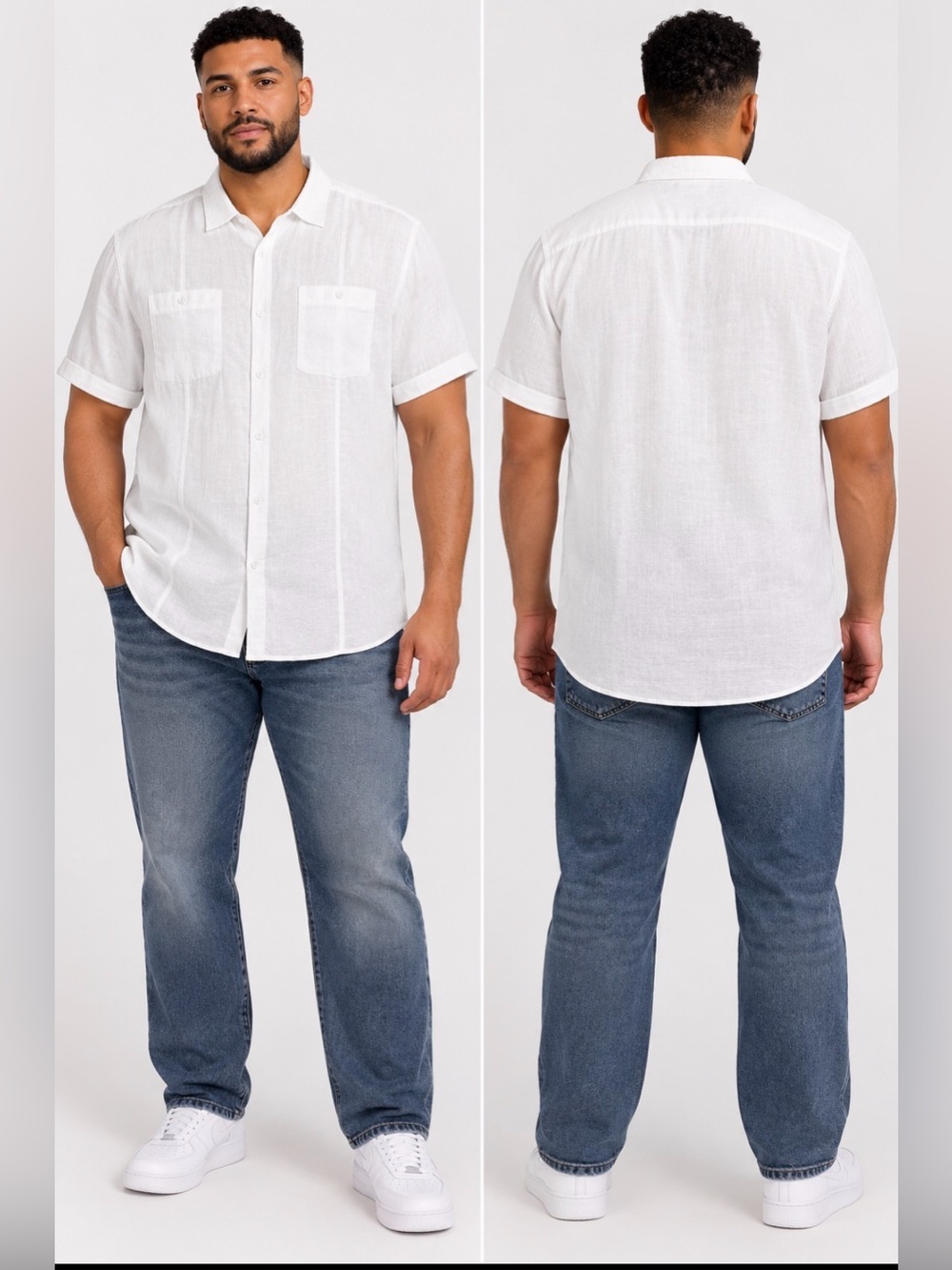 Sean John Men’s White Short-Sleeve Button Down Shirt